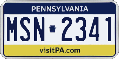 PA license plate MSN2341