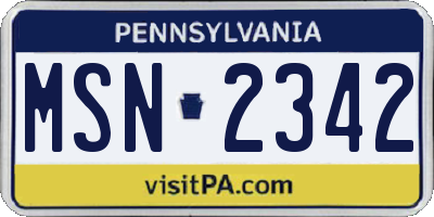 PA license plate MSN2342