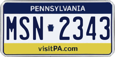 PA license plate MSN2343