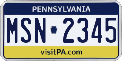 PA license plate MSN2345