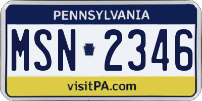 PA license plate MSN2346
