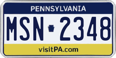 PA license plate MSN2348