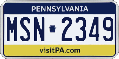 PA license plate MSN2349