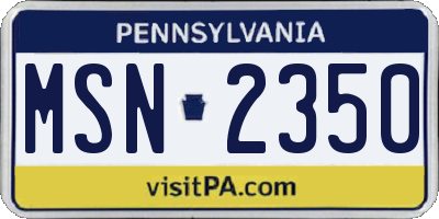 PA license plate MSN2350