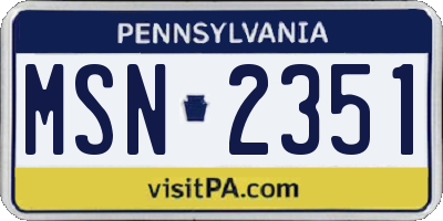 PA license plate MSN2351