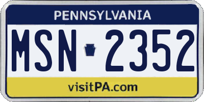 PA license plate MSN2352