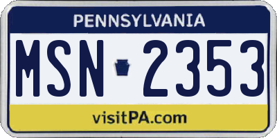 PA license plate MSN2353