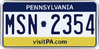 PA license plate MSN2354