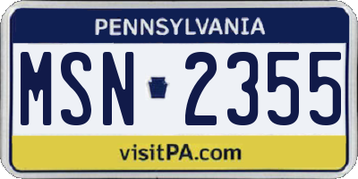 PA license plate MSN2355