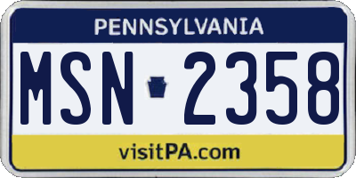 PA license plate MSN2358