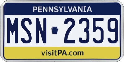 PA license plate MSN2359
