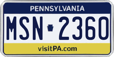 PA license plate MSN2360