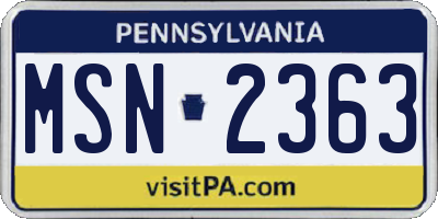 PA license plate MSN2363