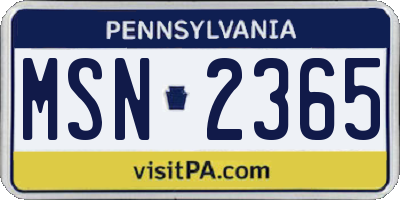 PA license plate MSN2365