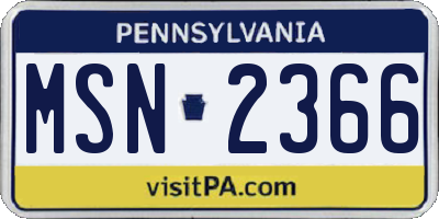 PA license plate MSN2366