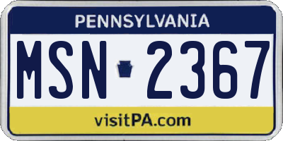 PA license plate MSN2367