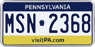 PA license plate MSN2368