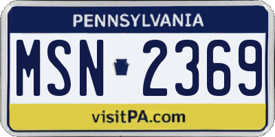 PA license plate MSN2369