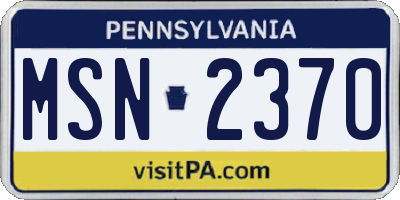 PA license plate MSN2370