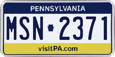 PA license plate MSN2371
