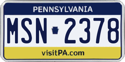 PA license plate MSN2378