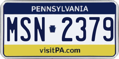 PA license plate MSN2379