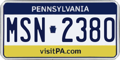 PA license plate MSN2380