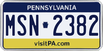 PA license plate MSN2382