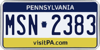PA license plate MSN2383