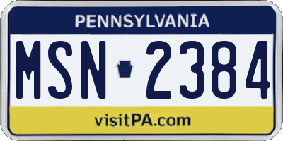 PA license plate MSN2384