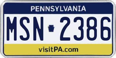 PA license plate MSN2386