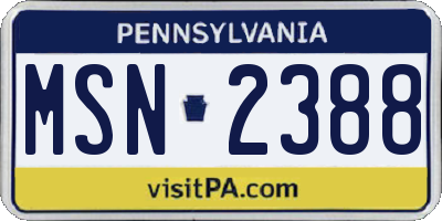 PA license plate MSN2388