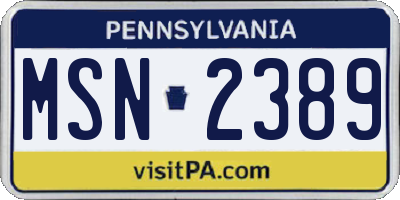 PA license plate MSN2389