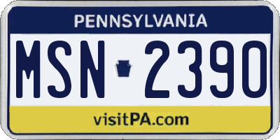 PA license plate MSN2390