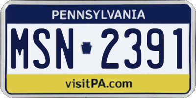 PA license plate MSN2391