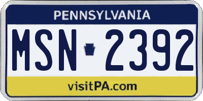 PA license plate MSN2392