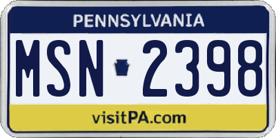 PA license plate MSN2398
