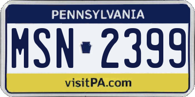 PA license plate MSN2399