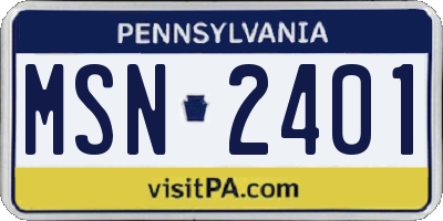 PA license plate MSN2401