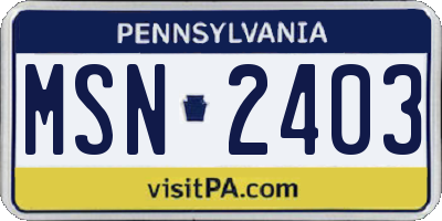 PA license plate MSN2403