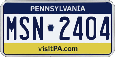 PA license plate MSN2404