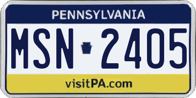 PA license plate MSN2405