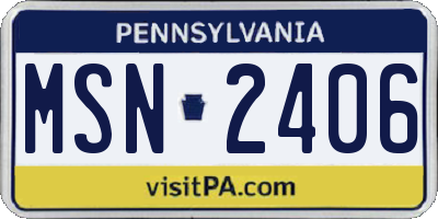 PA license plate MSN2406