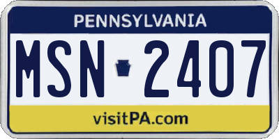 PA license plate MSN2407