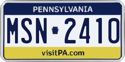 PA license plate MSN2410