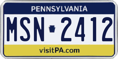PA license plate MSN2412