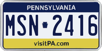 PA license plate MSN2416