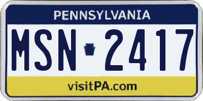 PA license plate MSN2417