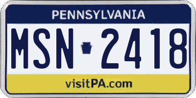 PA license plate MSN2418