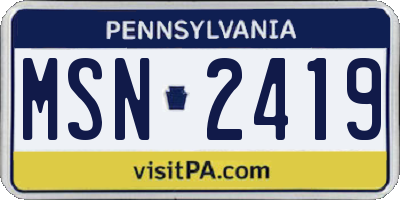 PA license plate MSN2419